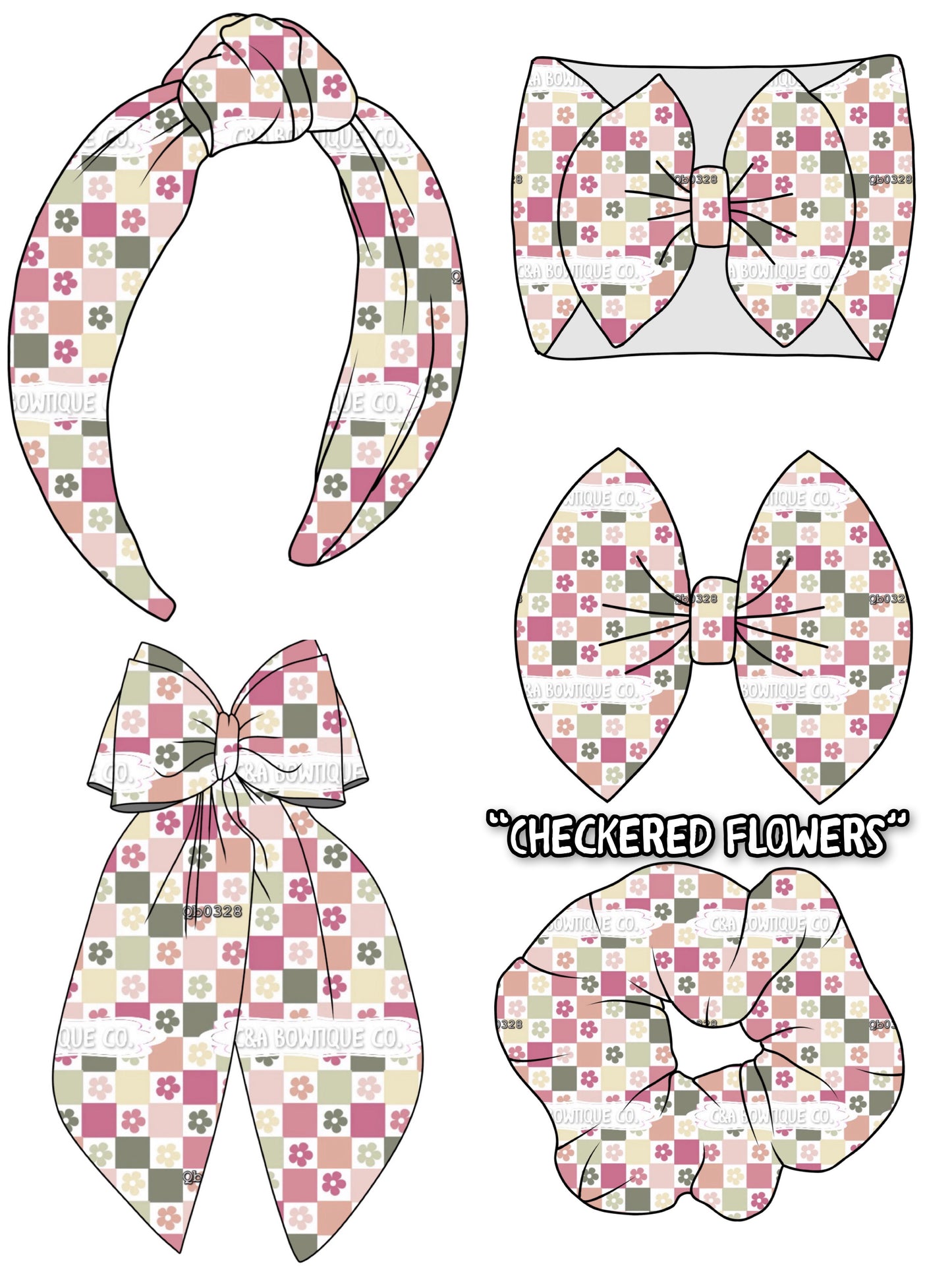 Checkered in Bloom  - Headwraps