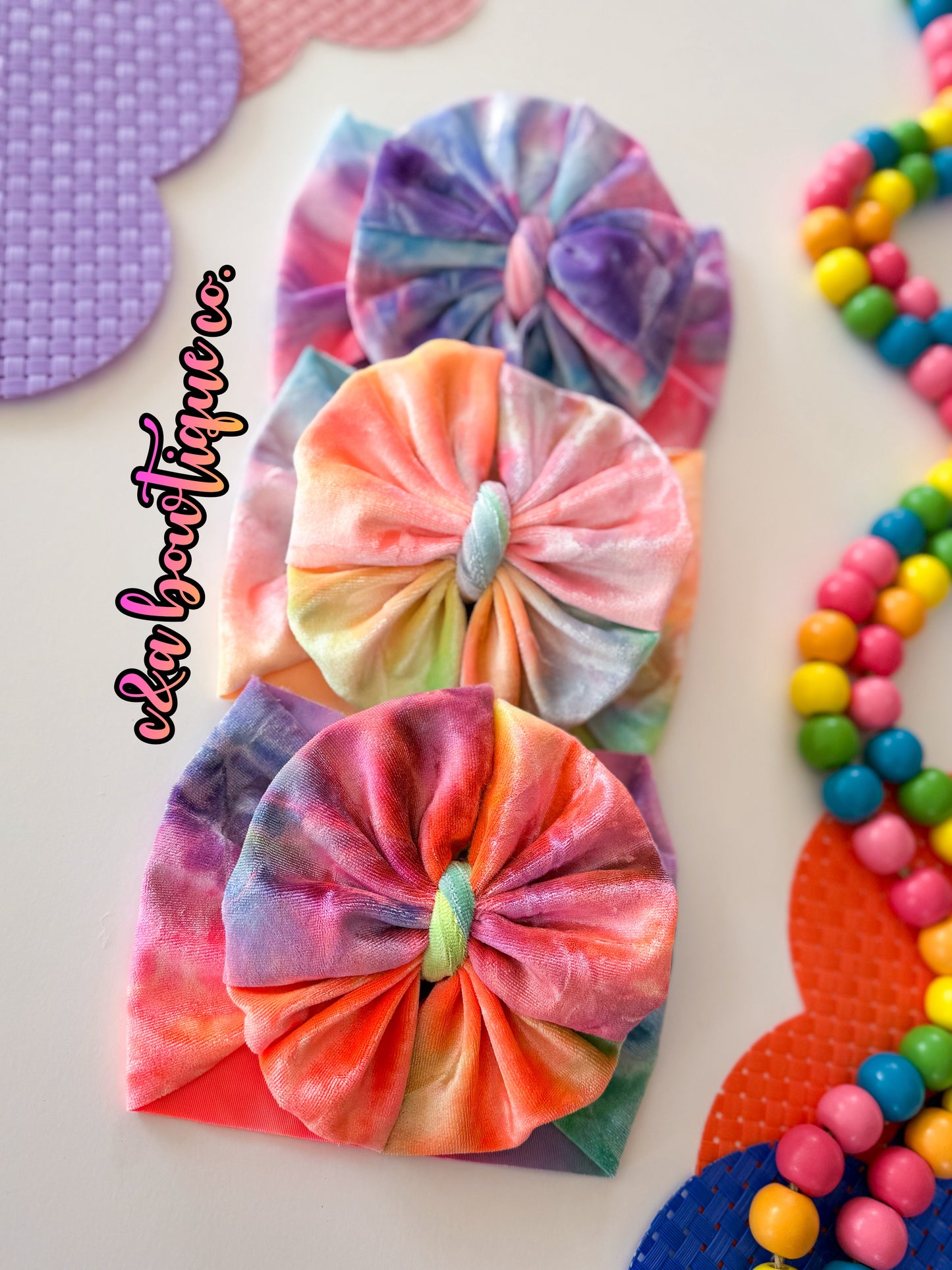Tye Dye Velvet + Disco Dots
 - Headwraps