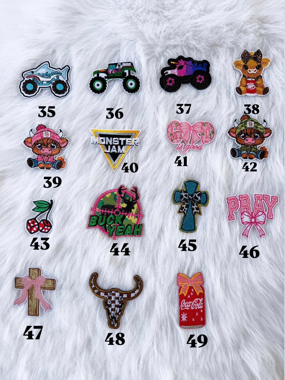 Felties, Charms, Patches Etc