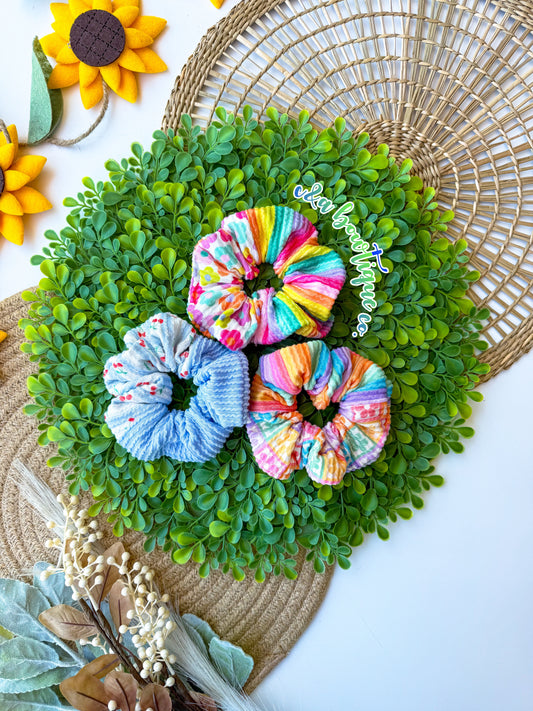 Rainbow Petals - Headbands/ Scrunchies Key-fob Scrunchie
